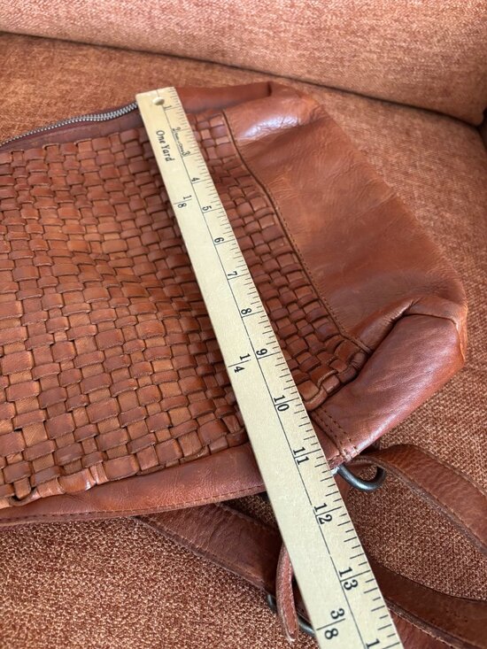 Vilenca Holland Emilia Woven Genuine Leather Woven Backpack Cognac Brown main image 8